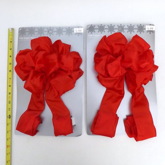 NEW 13” to 27” TARGET CHRISTMAS HOLIDAY RED WIRED TREE TOPPER BOW LOT OF 2 - Picture 2 of 12